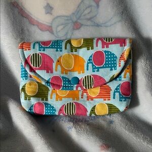 New handmade elephant print cotton snap pouch makeup cosmetic bag